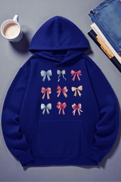 uyguntarz Unisex Colorful Ribbon Printed Hooded Sweatshirt