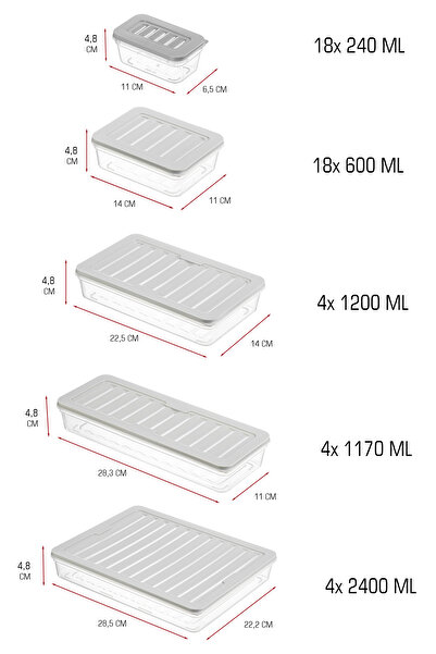 FİTHOME 48 Piece Mega Storage Container Set – 2400-1170-1200-600-240 ml – Locking Lid – Leakproof – Bpa-Free