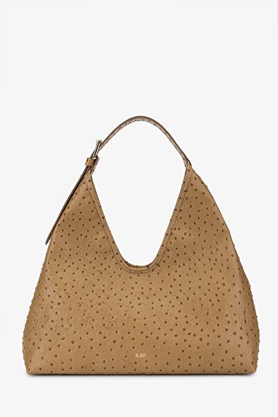 Valmenti Kadın Hakiki Deri Bej Omuz Çanta