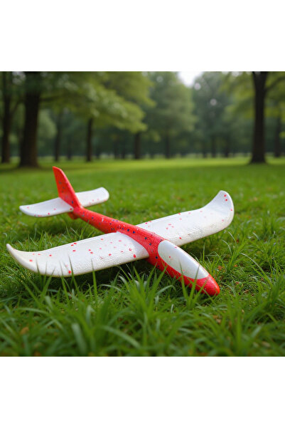 Canjet 48Cm Kızılay beyaz Kırmızı Köpük Planörü Uçak Çocuk Oyuncak -Elle Atıl...