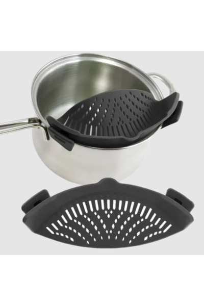 zola Silicone strainer for pot with clip attachment, 23 x 11 cm, gray