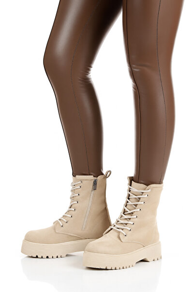 Scarpebutik Martines Fur Suede Waterproof Winter Snow Boots Side Stitched Zippered Thick Soled Lace up Boots