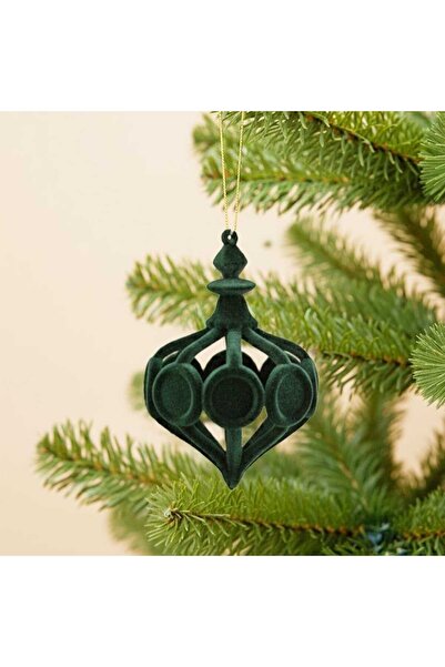 Ritzz Green Velvet Drop Shape Decorative Hanging Ornament, 11 Cm, Multi-Colored