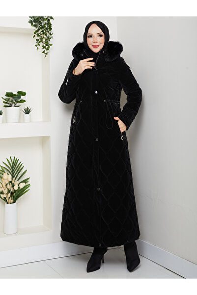 KMKkombin Women's New Season Fully Padded Hooded Nova Fabric Young Sports Long Coat Overcoat 11.75Kmk