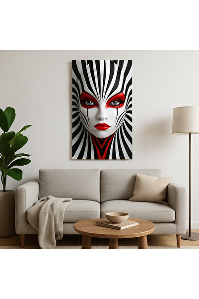 BLT DİZAYN Optical Illusion Stylized Face Design Glass Painting – Premium Wall Decor