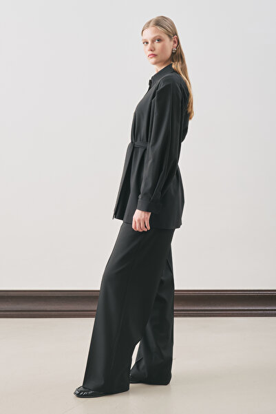 Manuka Wide Sleeve Belted Shirt Black