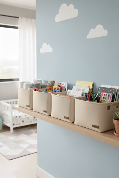 PH Prendi Home 4-Piece Medium Size Closet Laundry Children's Room Toy Organizer Folding Storage Basket