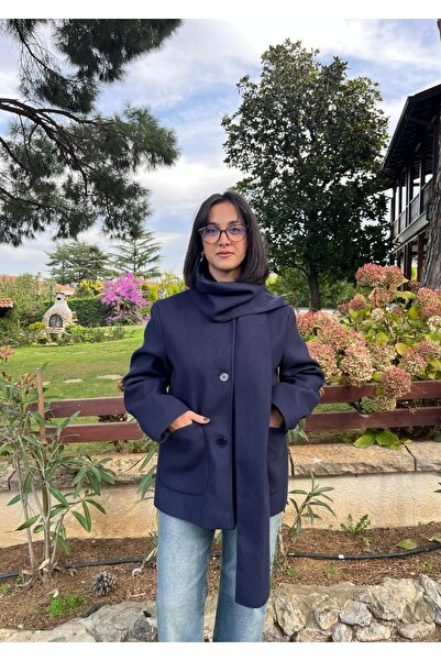 VAZIRADK Detachable Scarf Coat