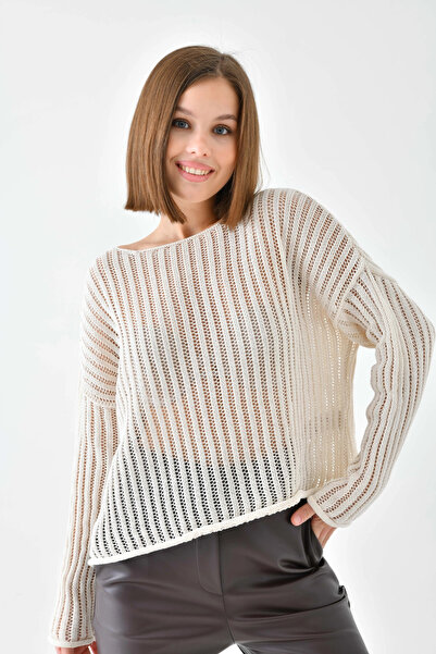 Park Karon Pulover de tricotat supradimensionat cu guler lat pentru femei