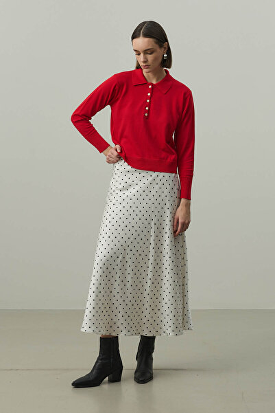 Fahhar Long Sleeve Polo Neck Knitwear Red