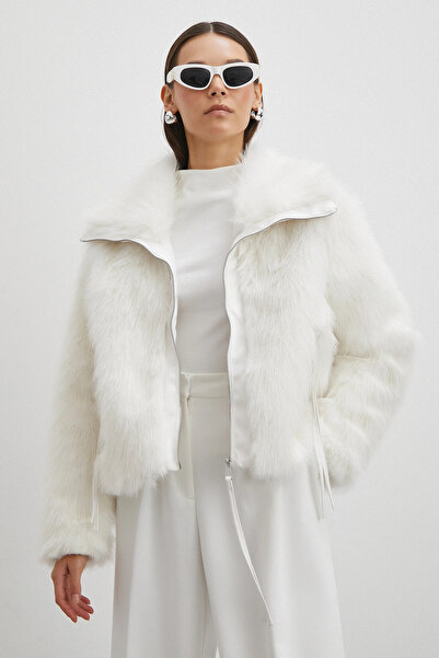 Never more Leather Paneled Lolita Coat White