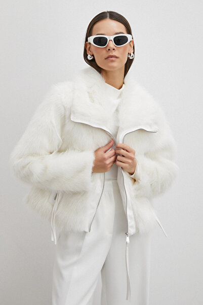 Never more Leather Paneled Lolita Coat White