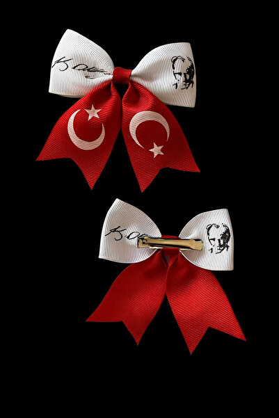 Massaltay Ataturk Signed Turkish Flag Hair Clip Set 2 Pieces – April 23 October 29 Republic Day