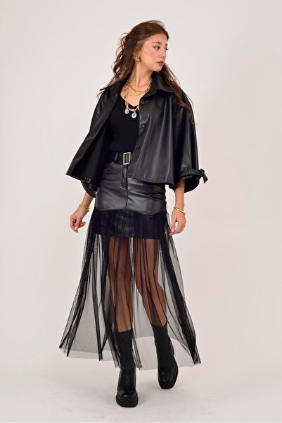 Park Moda 4670 ΦΟΥΣΤΑ ΜΕ ΛΕΠΤΟΜΕΡΗ ΚΟΡΔΟΝΙΑ ΑΠΟ ΤΟΥΛΙ ΚΑΙ ΔΕΡΜΑ