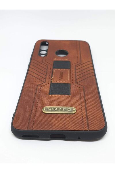 Generic Textured Fabric Back Case with Holder for Huawei Nova 4 - Brown (Cotton)