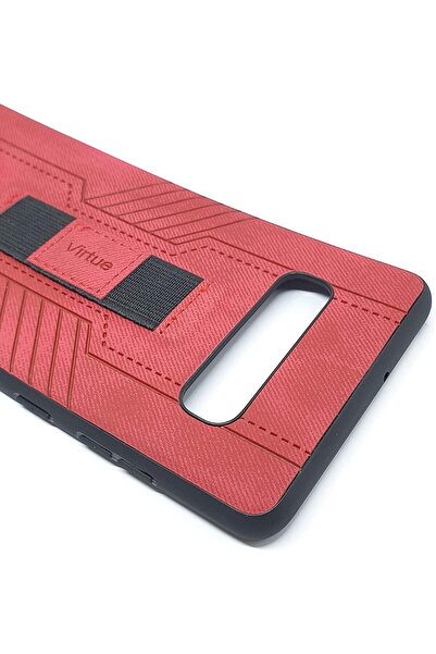 Generic Samsung Galaxy S10 Leather Back Protective Case with Grip by AirBird - Red, Synthetic Leather