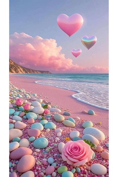 BLT DİZAYN Fairytale Pink Coast Glass Painting