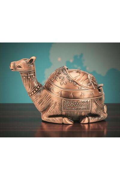 e-life shop Lüks İşlemeli Metal Deve Biblo Tütsülük Rüzgar Geçirmez Küllük Ço...