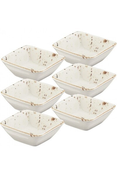 Bonna Set 6 farfurii patrate Grain portelan 19x17cm