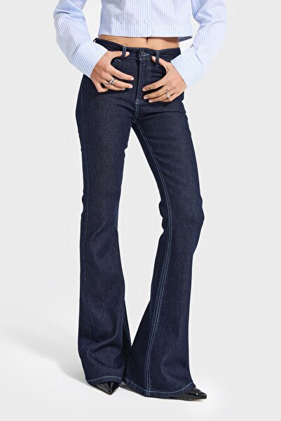 its basic Women's Indigo Color 7W5-50 Flare Fit Viscose Elastane Fabric Denim Jean