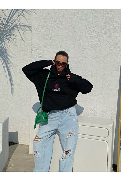 Flaubert -hanorac pentru femei cu imprimeu spider sweat țesătură de calitate cu 3 fire modern supradimensionat croială