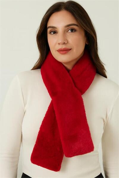 Neşeli Butik Women's Red Plush Kaşkol Neck Collar Nbaks040