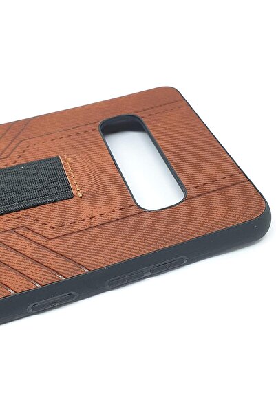 Generic Samsung Galaxy S10 Leatherette Protective Back Cover with Grip by AirBird - Brown, Synthetic Leather