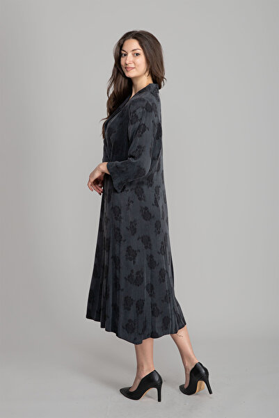 GUMANIZE Women's Shirt Collar Jacquard Cupro Dress