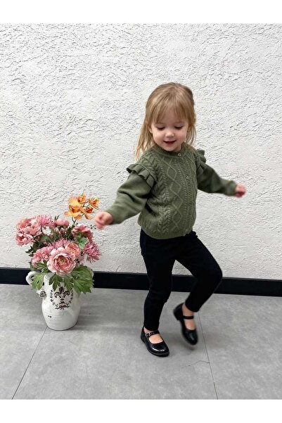 Gocoland Patterned Knit Design Ruffle Detail on the Shoulder Knitwear Cardigan