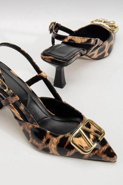 yezy shoes Short Heeled Buckle Detailed Women's Stiletto Heeled Shoes