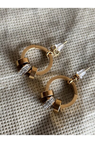 BİJUKO TAKI Stilinizi Parlatın أقراط يولاندا بتفاصيل أسطوانية مرصعة بالأحجار،...