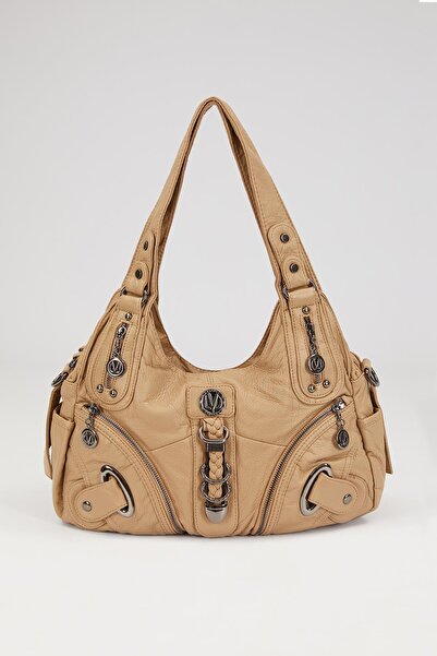 Levidor Multi-Pocket Soft Sports Model Wide Design Casual Women's Shoulder Bag Lv930263 Mink