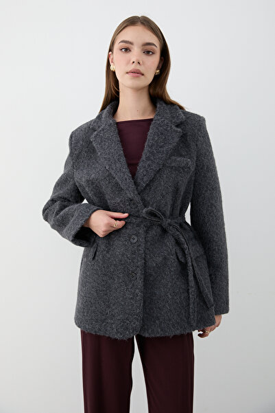 JASTE Women's Buttoned Belted Cashmere Jacket