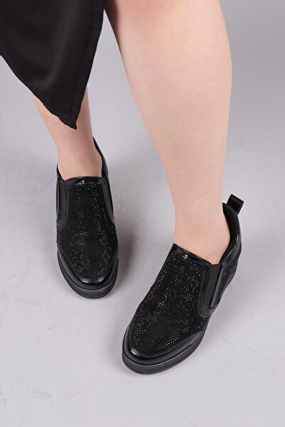 Birikon Si̇trah Suede-Skin g Paneled Stone Hidden Wedge Sneakers Black