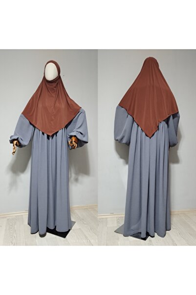 AHRAR tesettür Short Length Sandy Souffle Khimar Ready Made Hijab Scarf Tile