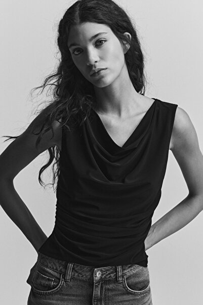 H&M Drapeli Kolsuz Jarse Üst