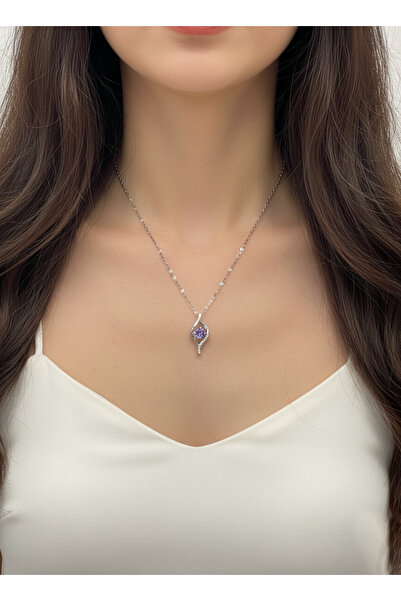 Gistoria Ametist Suyu Çelik Kolye