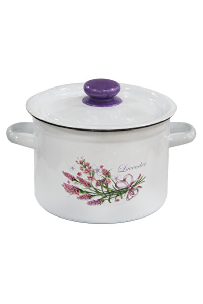 Raki LAVANDA enamel pot with lid 5.5L carbon steel