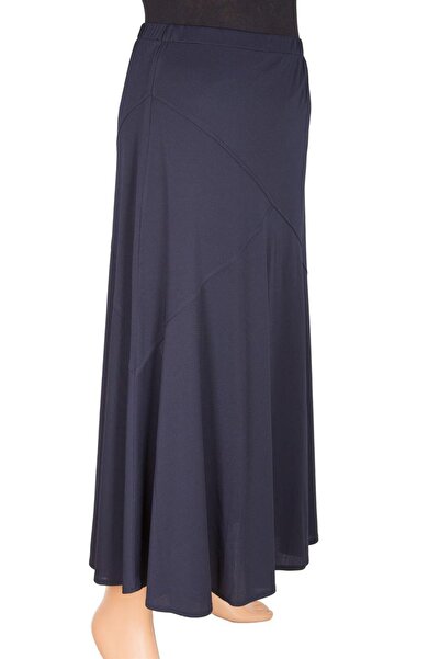 HESNA Women's Rana Cross Model Navy Blue Crepe Skirt