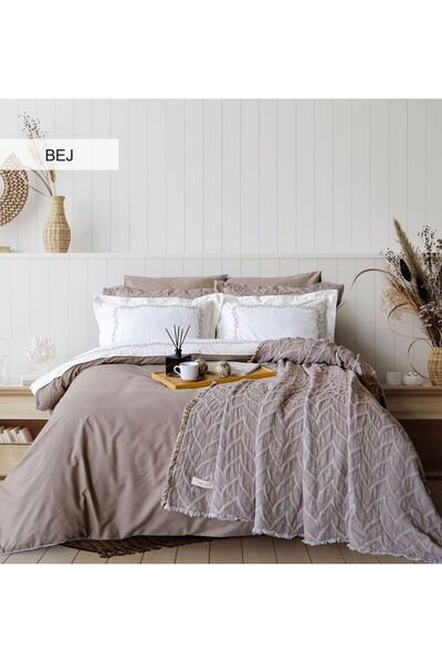 İyi Geceler İstanbul %100 Pamuklu Dafne Nakışlı Çeyizlik Müslin Yatak Örtülü Nevresim Takımı 9 Prç.