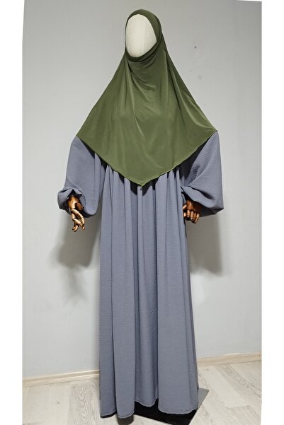 AHRAR tesettür Short Length Sandy Souffle Khimar Ready to Wear Hijab Scarf Khaki