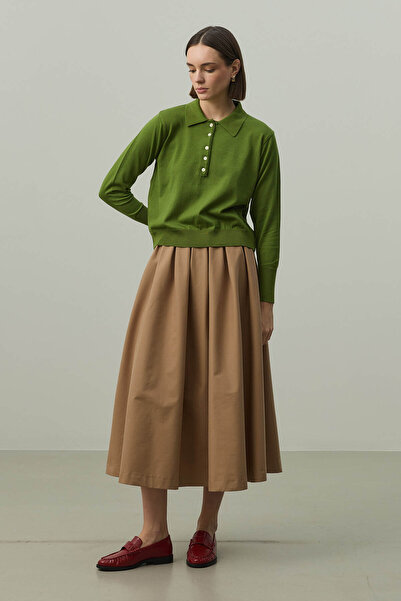 Fahhar Long Sleeve Polo Neck Knitwear Oil Green