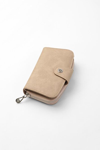 CENGİZ PAKEL Medium Size Women's Wallet - 65306 - Beige