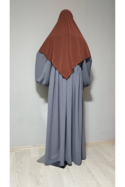 AHRAR tesettür Short Length Sandy Souffle Khimar Ready Made Hijab Scarf Tile