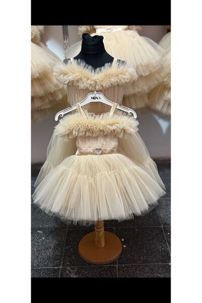 tuha kids design فستان سهرة للأطفال مزين بالترتر وفيونكة للأعمار من 1 إلى 5 س...