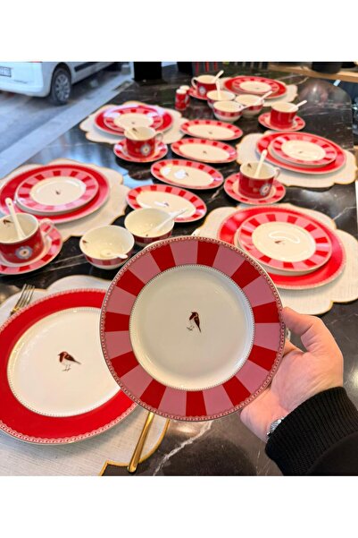 Onedekor 48 Parça Porselen Bird Qush Kahvaltı Seti