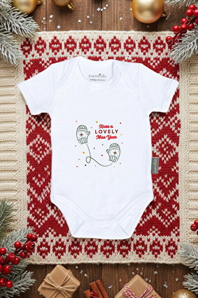 Messido 2-Piece New Year Themed Printed Baby Bodysuit Set (100% Cotton)