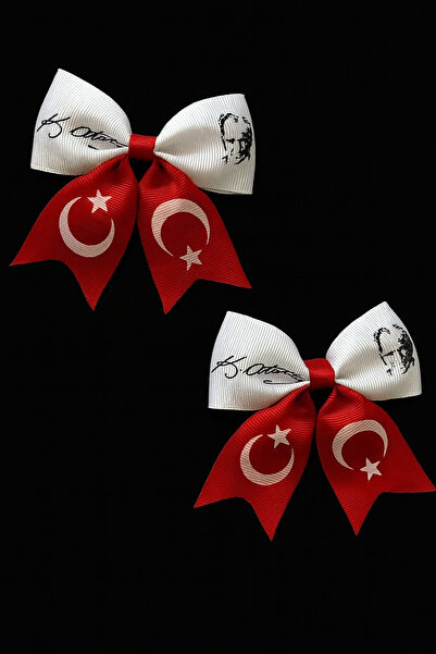 Massaltay Ataturk Signed Turkish Flag Hair Clip Set 2 Pieces – April 23 October 29 Republic Day