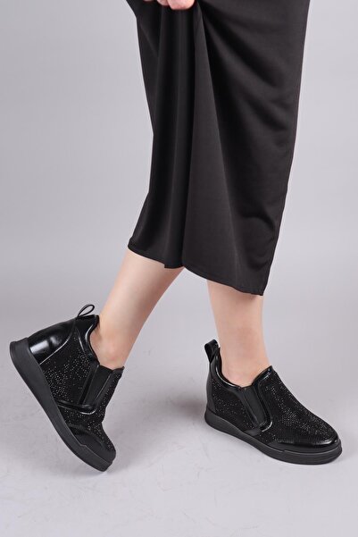 Birikon Si̇trah Suede-Skin g Paneled Stone Hidden Wedge Sneakers Black