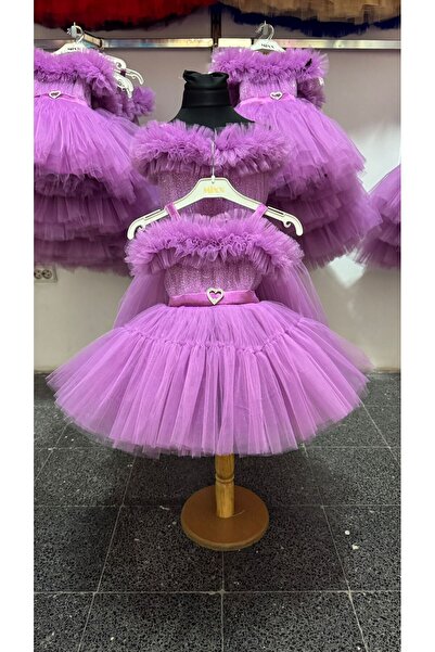 tuha kids design çocuk degaje pullu fiyonklu çocuk abiye1-5 yaş